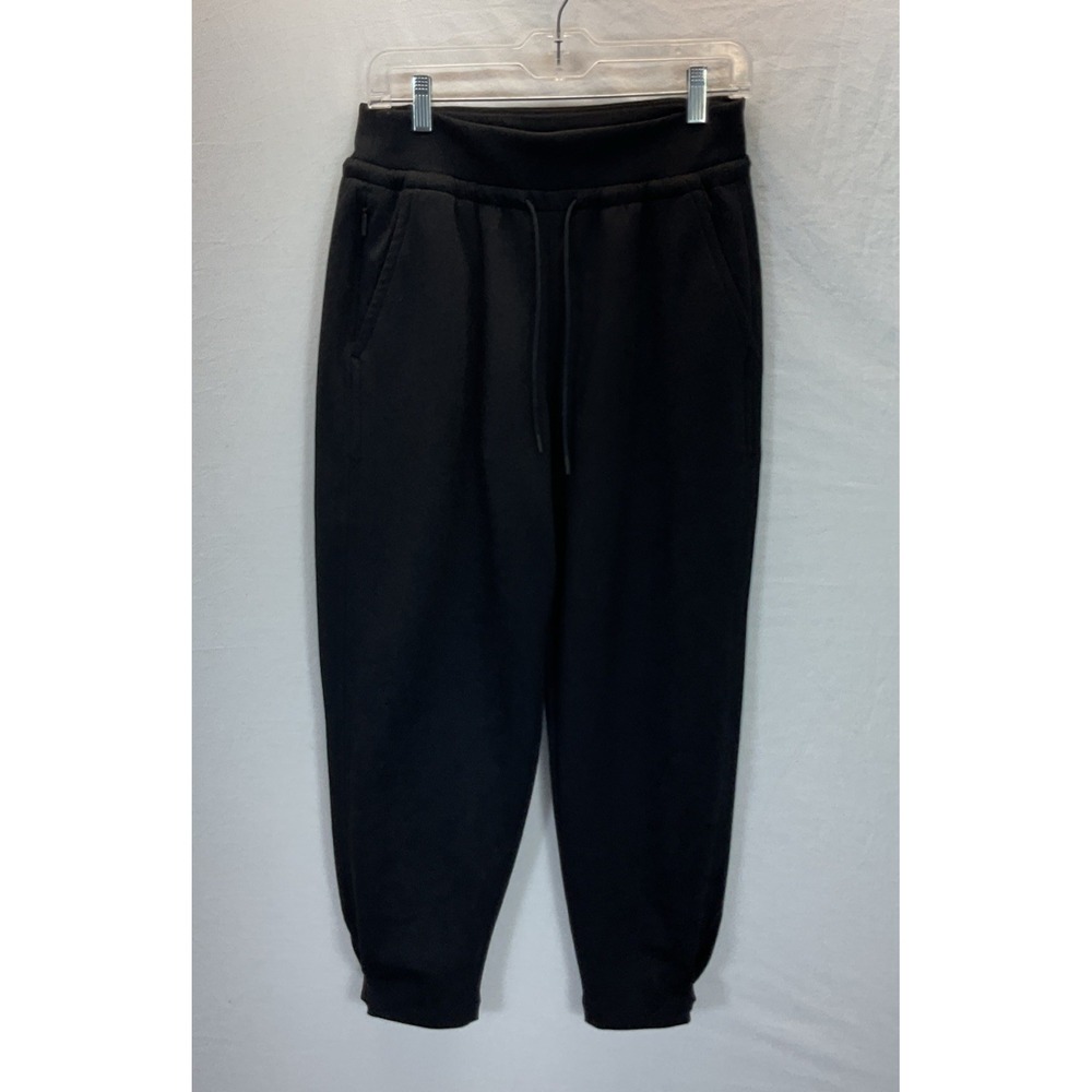 Athleta Fleece Womens M Black Jogger Tapered‎ Leg Zip Pocket Athletic Gym Soft